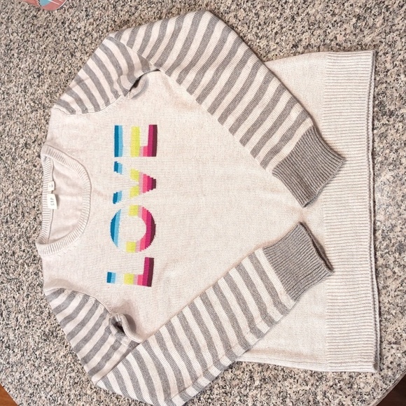 Gap LOVE Sweater Rainbow Seasonal Limited Edition Size XS Striped Sleeves - Picture 1 of 7